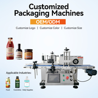 Fabrieksleverancier Tafelmodel Automatische Ronde Fles Etiketteermachine Met Transportband voor Jam Pot Tomatensaus Glazen Wijnfles