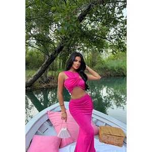 Conjunto de Vestidos Casuales Color Fucsia con Detalle Fruncido - Product Image 2