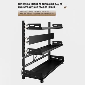 Organiseur d'<span class=keywords><strong>épices</strong></span> de comptoir de cuisine <span class=keywords><strong>à</strong></span> 2 niveaux en métal réglable en hauteur, <span class=keywords><strong>étagère</strong></span> de comptoir antirouille avec porte-couteaux pour garde-manger - Product Image 2