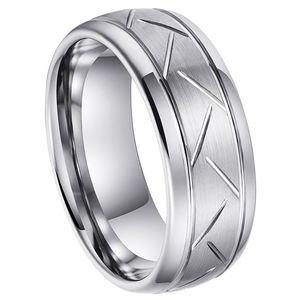 Anillos de Boda de Carburo de Tungsteno con Diseño de Ranuras Cruzadas, Chapados en <span class=keywords><strong>Oro</strong></span> de 18k, de 8mm para <span class=keywords><strong>Hombre</strong></span>, de CHENG JEWELERS - Product Image 3