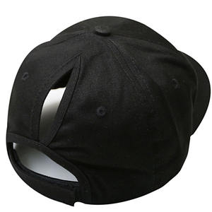 Nueva Gorra de Béisbol con Cola de Caballo para Mujer, Color Sólido, Transpirable, Protección Solar, Abertura Trasera, 6 Paneles, Ajustable, Algodón Negro Curvo - Product Image 4
