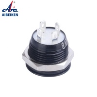 Bouton-poussoir électronique LED étanche en acier inoxydable noir 12 mm, interrupteur lumineux à réinitialisation pour démarrage de voiture, momentané, à tête plate, IP65