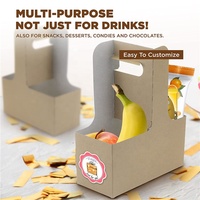 Porte-gobelets en carton kraft pour 2 gobelets à emporter, porte-boissons avec poignée pour gobelets chauds et froids