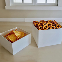 Présentoirs carrés en acrylique blanc, supports empilables en forme de cube pour gâteaux, desserts, collations, buffets et tables de plats froids