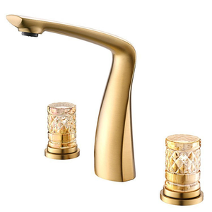 Brass 3 Hole Widespread Bathroom Basin Faucet Taps with 2 <strong>Crystal</strong> Handles - Product Image 1