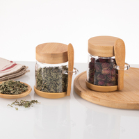 Bocaux en verre de haute qualité pour usage alimentaire avec cuillère, bocaux vides à large ouverture pour fleurs séchées avec couvercle en bois, bocaux en verre personnalisés