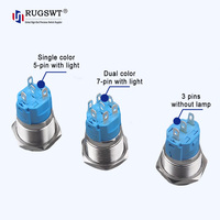 Interrupteur à bouton-poussoir métallique de haute qualité 16 mm, anneau lumineux, CE RoHS, contact argenté, momentané/verrouillable pour grues