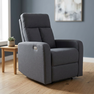 Manual Recliner Chair Fabric Blue Split Back Padded Arms Contemporary Design One Seat Affordable and Practical for Living Room - Product Image 1