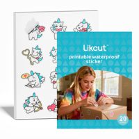 Papier autocollant imprimable Likcut pour imprimante jet d'encre, transparent, 8,5" x 11", matériau imperméable résistant à la déchirure, support découpé