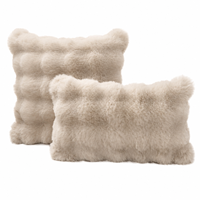 Coussin décoratif carré en fausse fourrure de lapin, doux, chaud et épais, pour salon, décoration intérieure, emballage personnalisé