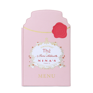 Tùy Chỉnh In Ấn Màu Hồng Vàng Dập Nổi Da Uống Thẻ Trình Đơn Thư Mục Đám Cưới Cho Đám Cưới - Product Image 1