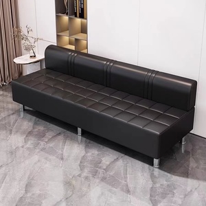 Sofá de Espera de Cuero Negro de Lujo Moderno 2024, Silla de Espera para Barbería y Salón de Belleza - Product Image 2