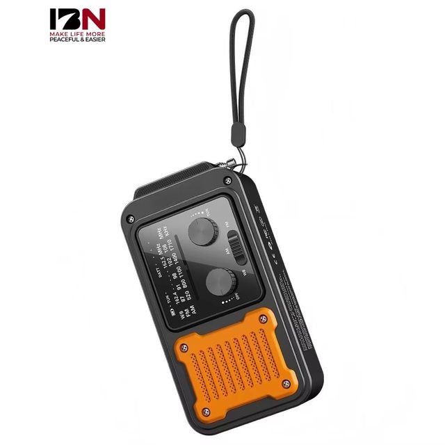 IBN Emergency Hand-Crank Portable Solar-Powered Radio with Flashlight Power Bank SOS Function for Disaster Preparedness