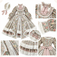 Robe Lolita Vintage Personnalisée à Volants Floraux avec Bonnet pour Poupée BJD Articulée – Accessoires de Déguisement en Gros