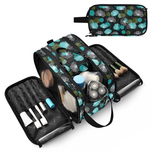 Portable Large Cosmetic <b>Storage</b> Organizer Bag Wild Flower Custom Design Women <b>Toiletry</b> Bag Travel Makeup Bag with Two Zipper - Product Image 6