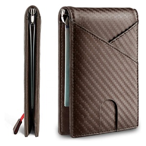 Custom PU Leather <b>Wallet</b> Minimalist Money Clip Front Pocket Card Holder <b>RFID</b> <b>Blocking</b> <b>Wallets</b> Carbon Fiber <b>Wallet</b> for Men - Product Image 4