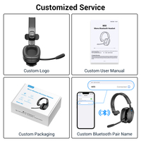 Headset Trucker Nirkabel OEM Grosir dengan Mic ENC Peredam Kebisingan, Baterai Ultra Tahan Lama 85 Jam, Pengisian Daya Tipe-C, Headphone Over Ear