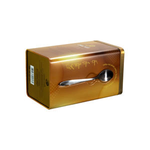 Aangepaste Vierkante Blik Metalen Doos Voor Thee & Koffie Verpakking Compleet Met Lepel Inbegrepen - Product Image 2