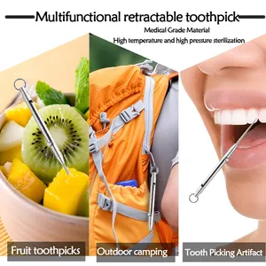 Portable Titanium Alloy All-in-one Toothpick <b>Tamper</b>-resistant Express Tool Telescopic and Anti-slug Three-gearAdjustable - Product Image 3