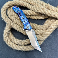 Couteau pliant fixe portable en acier 14C28N avec manche en alliage de titane, lame droite à bord biseauté, OEM, pour camping, chasse, randonnée