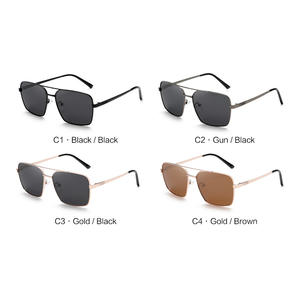Lunettes de soleil polarisées pour hommes, monture carrée en métal, protection UV400, conduite, pêche, sports de plein air, lentilles TAC noires - Product Image 1