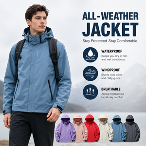 Veste <span class=keywords><strong>de</strong></span> <span class=keywords><strong>pluie</strong></span> pour <span class=keywords><strong>homme</strong></span> avec logo personnalisé, à capuche, imperméable, coupe-vent, légère, pour la randonnée, le camping, le <span class=keywords><strong>travail</strong></span> - Product Image 1