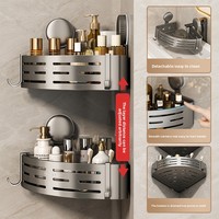 Banheiro Wall-Mounted Metal Storage Rack No-Drill Ventosa Duplo Toilet Triangle Basket Cleaning Organizer Lavatório