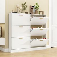 Casier à chaussures invisible en bois étroit avec 3 tiroirs à rabat Armoire à chaussures d'entrée pour le stockage de meubles de salon
