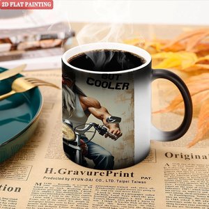 Mug en céramique noir givré 11oz, tasse à sublimation magique changeant de couleur à la chaleur - Product Image 5
