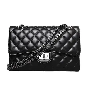 Women Quilted Crossbody Leather Shoulder Purses With Chain Strap Stylish Clutch Purse Chain Bags For Ladies