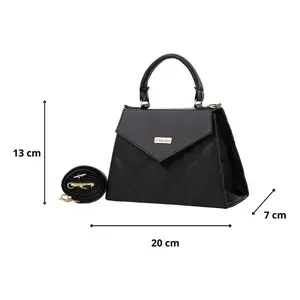 Sac messager noir Aimar pour femme, 20x13x7 cm, style bohème, bandoulière, en microfibre, cuir synthétique, motif uni, usage quotidien - Product Image 1