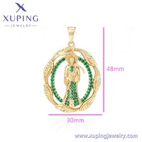 X000959069 Bijoux XUPING Pendentif Hip Hop Religieux en Cuivre Plaqué Or 14K