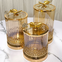 Vente en gros Pot à bonbons rond en verre avec couvercle pour décoration de fête à la maison
