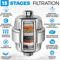 Filtre de Douche à Charbon Actif Ionique KDF à 15 Étapes, Cartouche Filtrante pour Pommeau de Douche - Vente Flash