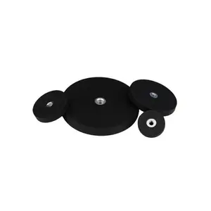 China Magnet Supplier Best Price D43mm M4 Neodymium Rubber Coated Pot Magnet With Female Thread