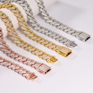 Hip Hop <b>Iced</b> <b>Out</b> Jewelry 12mm Diamond Cuban Link <b>Chain</b> Solid 925 Sterling Silver Gold Plated D Color VVS Moissanite Necklace - Product Image 2