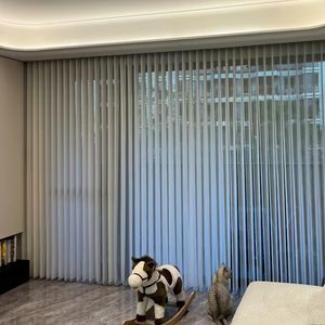Cortinas Eléctricas de Onda Personalizadas, Persianas Verticales Inteligentes con Protección Solar, Ignífugas, 100% Poliéster, Estilo Moderno Francés - Product Image 1