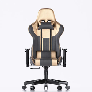 Livraison gratuite, nouveau <span class=keywords><strong>fauteuil</strong></span> de jeu de <span class=keywords><strong>luxe</strong></span> 2D pivotant en cuir PVC doré, <span class=keywords><strong>fauteuil</strong></span> de jeu entièrement réglable avec massage - Product Image 1
