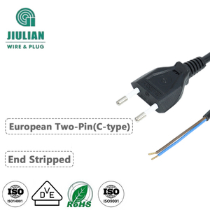 Cordon d'alimentation à deux broches rondes, longueur personnalisable, conforme aux normes européennes, 0,75 mm², en cuivre pur, avec embout nu à deux conducteurs - Product Image 6
