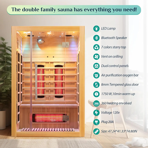 ساونا فاخرة حمراء خفيفة 2 شخص طيف كامل ساونا الأشعة تحت الحمراء البعيدة للبيع - Product Image 3