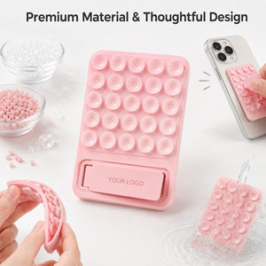 Custom Logo Silicone <b>Suction</b> Phone Stand Foldable Hands Free Smartphone Holder for Mirror Shower Gym Business Promotional Gift - Product Image 4