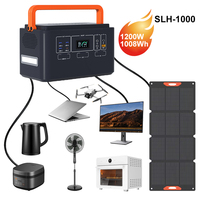 Estación de Energía Portátil de Litio-ion de 1200W y 1008Wh, LiFePO4, MPPT, Onda Sinusoidal Pura, Panel Solar, Linterna LED