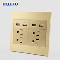 BAOBEN 120*120 Panneau d'alimentation DIY doré avec 3 prises et 2 ports USB-A, USB+ et Type-C, interrupteur standard américain