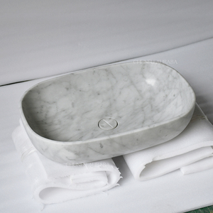 Escurridor de grifo Rectangular de mármol blanco Cararra moderno, accesorio de baño de piedra pulida, muebles de lavabo - Product Image 3