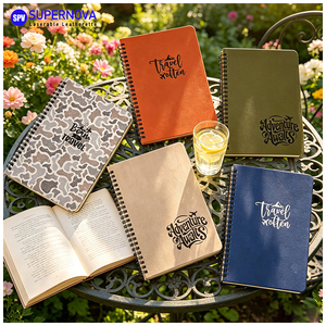 Carnet en cuir à couverture rigide A5, <span class=keywords><strong>pages</strong></span> non lignées, journal en cuir à spirale laserable pour cadeaux DIY - Product Image 3