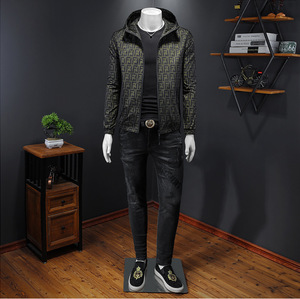 Chaqueta Bomber Casual con Capucha y Cremallera Delgada para Hombre, Estampada, para Primavera y Otoño, Moda Juvenil - Product Image 6