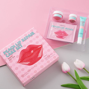 Ensemble de soins pour <span class=keywords><strong>les</strong></span> lèvres à base de plantes en gros Crème hydratante nourrissante Baume à lèvres Masque Gommage à bulles Vitamine C Pêche biologique - Product Image 1