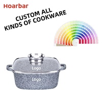 Cazuela cuadrada de aluminio fundido a presión de diseño clásico de 22cm, olla para sopa, cazuela de cocina con revestimiento de piedra antiadherente de granito