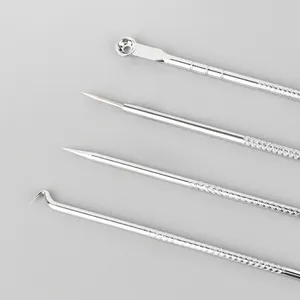 Herramientas para eliminar el acné Espinilla plateada de alta calidad Entrega rápida 4 piezas Extractor de agujas para espinillas de oro rosa plateado