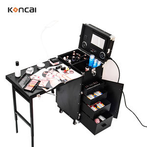 Koncai 2-en-1 : Station <span class=keywords><strong>de</strong></span> Maquillage et <span class=keywords><strong>de</strong></span> Manucure sur Roulettes avec Haut-Parleur, Tiroirs et Miroir - Product Image 2